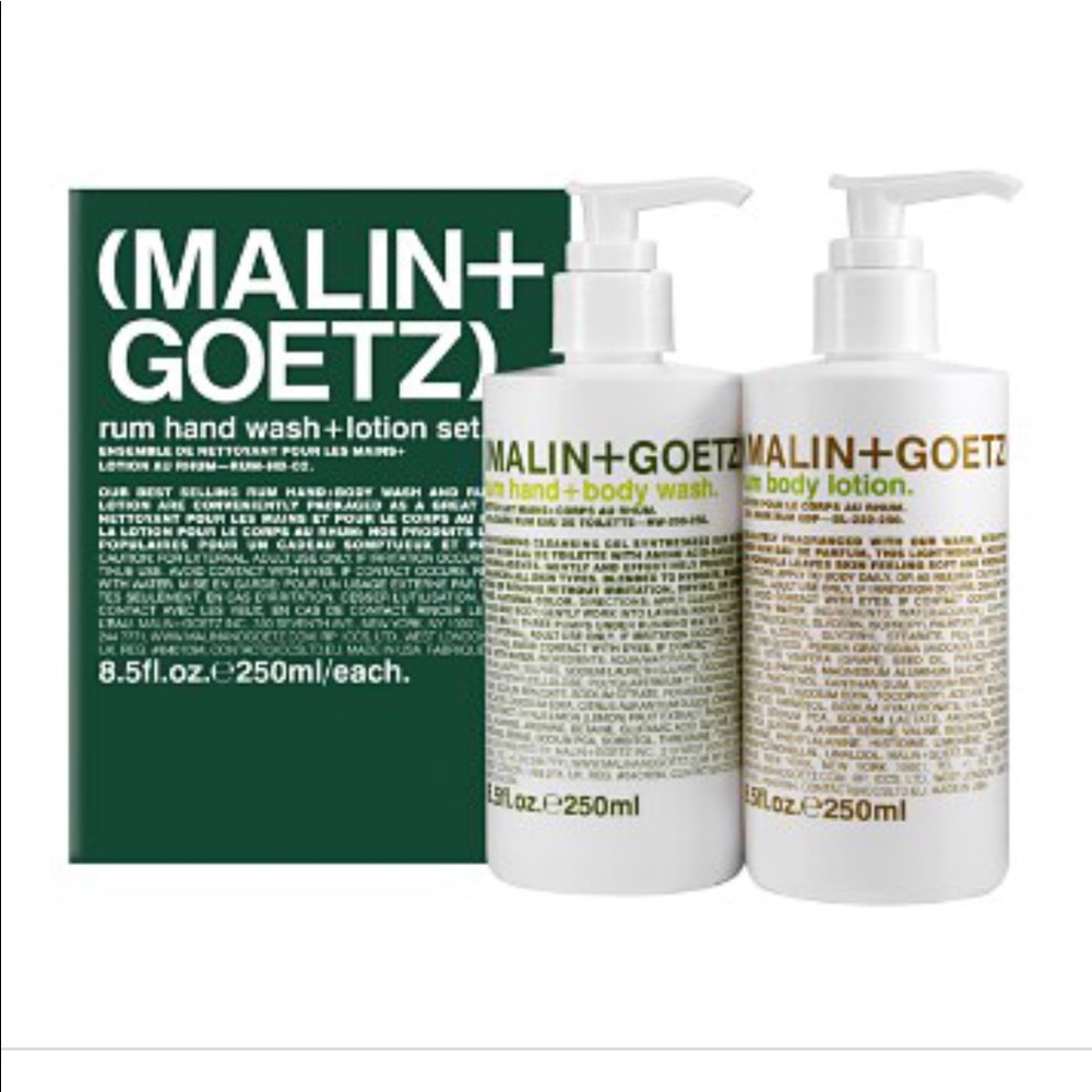 Malin+Goetz rum hand body wash lotion set